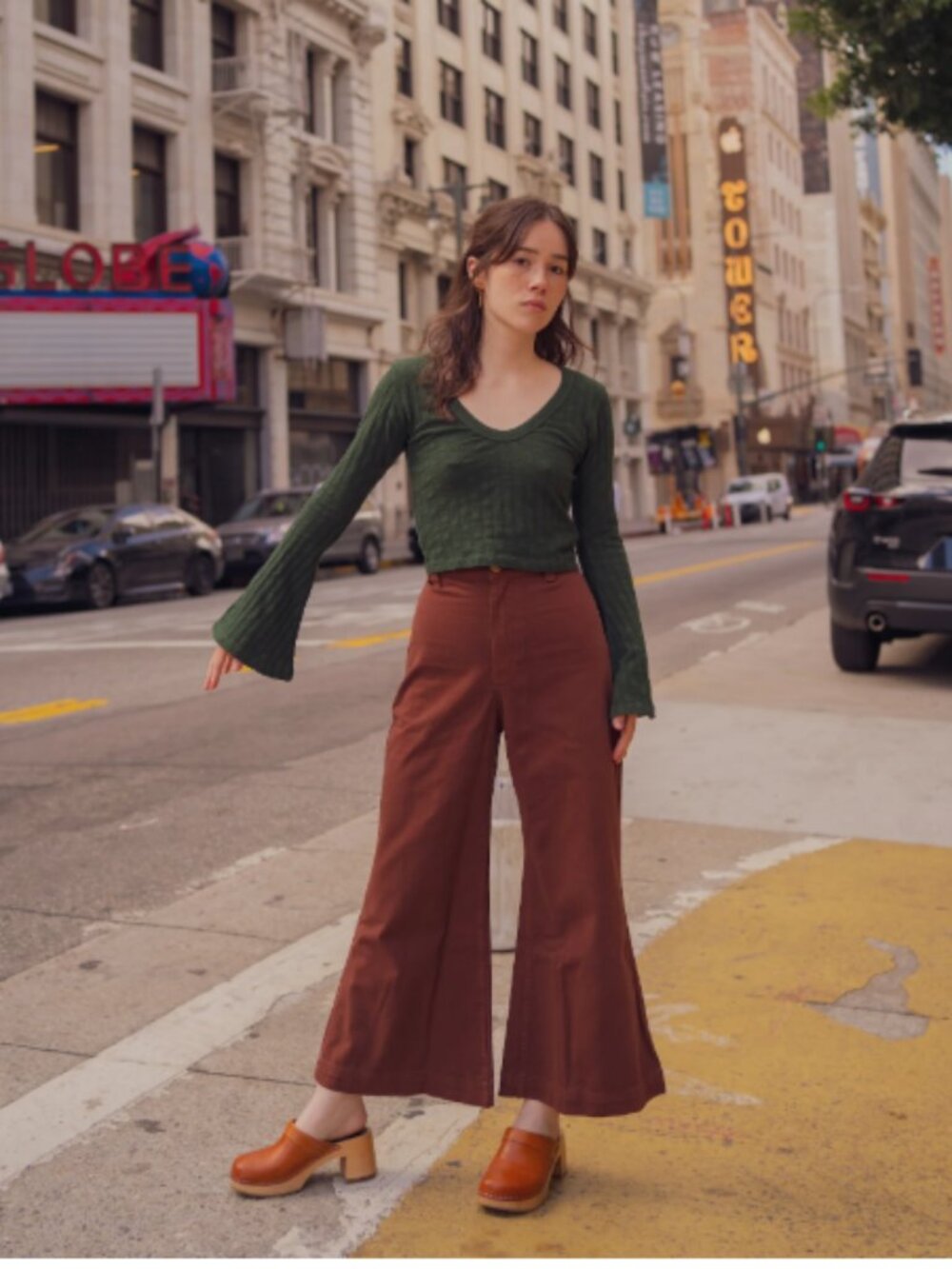 New Big Bud Press Bell Bottoms Cropped Pants Fudgesicle Brown Sz LP Petite